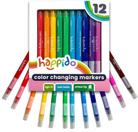 International Arrivals Happido Double-Sided Markers for Kids - 12 Count - Color Changing Double Ended