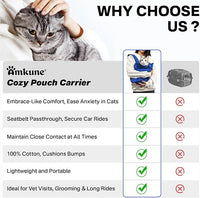 [Cozy Travel] Cat Carrier Pouch, Soft Cat Carrier for Small Cats, Kitten Carrying Bag, Restraint Bag for Nail Trimming, Vet Visits, Giving Meds, Car Travel - Klein Blue Upgrade
