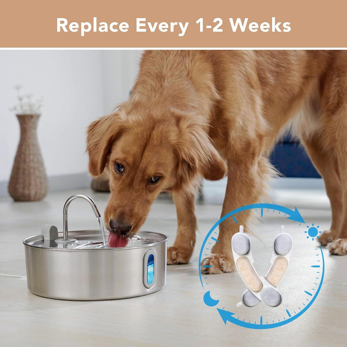7L/236oz Stainless Steel Dog Water Fountain for Large Dogs & Cats – Essentials for Dogs - Silver / 16 Filter + 16 Sponge + 3 Pump Hose - image 4