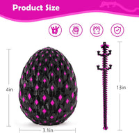 Waaaandefu 3D printed articulated dragon with matching egg in Void Amethyst - view 12