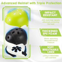Toddler Kids Bike Helmet Set with Knee Elbow Pads - Green / Small: 20.1"-21.2"/51-54cm - image 3
