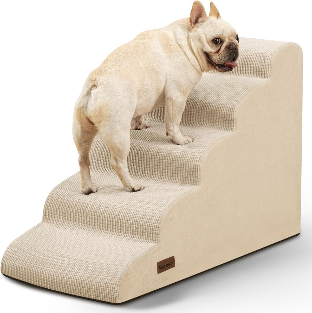 Dog Stairs for Small Dogs and Cats - Beige / 5 / Standard 5-Step 22.2"H