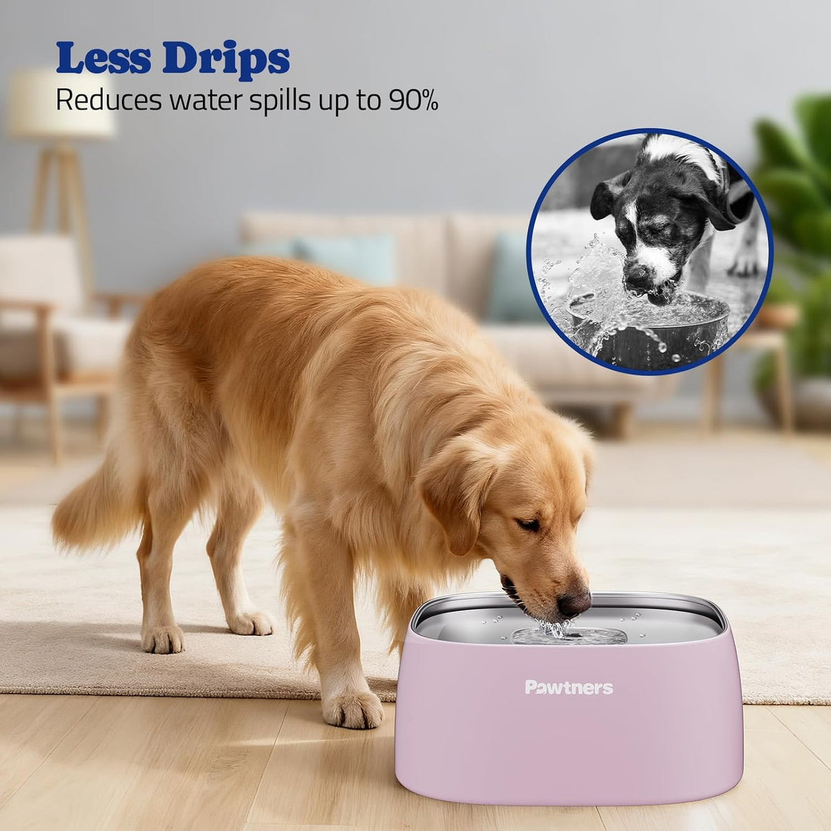 All Stainless Steel Dog Water Bowl No Spill - Pink / 4L - image 3