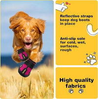 Hcpet Dog Shoes, Dog Boots for Large Dogs, Waterproof Dog Booties Paw Protector for Summer Hot Pavement, Winter Snowy Day, Outdoor Walking, Indoor Hardfloors Anti Slip Sole Pink Size 8