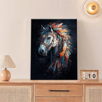 Horse Pictures Wall Art, Horse Animal Bathroom Wall Decor, Aesthetics Modern Framed Painting Elegant Canvas Artwork for Bathroom Bedroom Living Room Decorations 20"L x 16"W