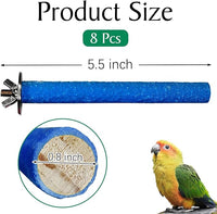 Hamiledy Bird Grinding Perch for Parrots Sand Bird Perches Claw Trim Cage Perches for Parakeets Cockatiels Lovebirds Canaries Green Cheeked Conures and Similarly Sized Birds(8 Pcs 0.78 in Diameter)