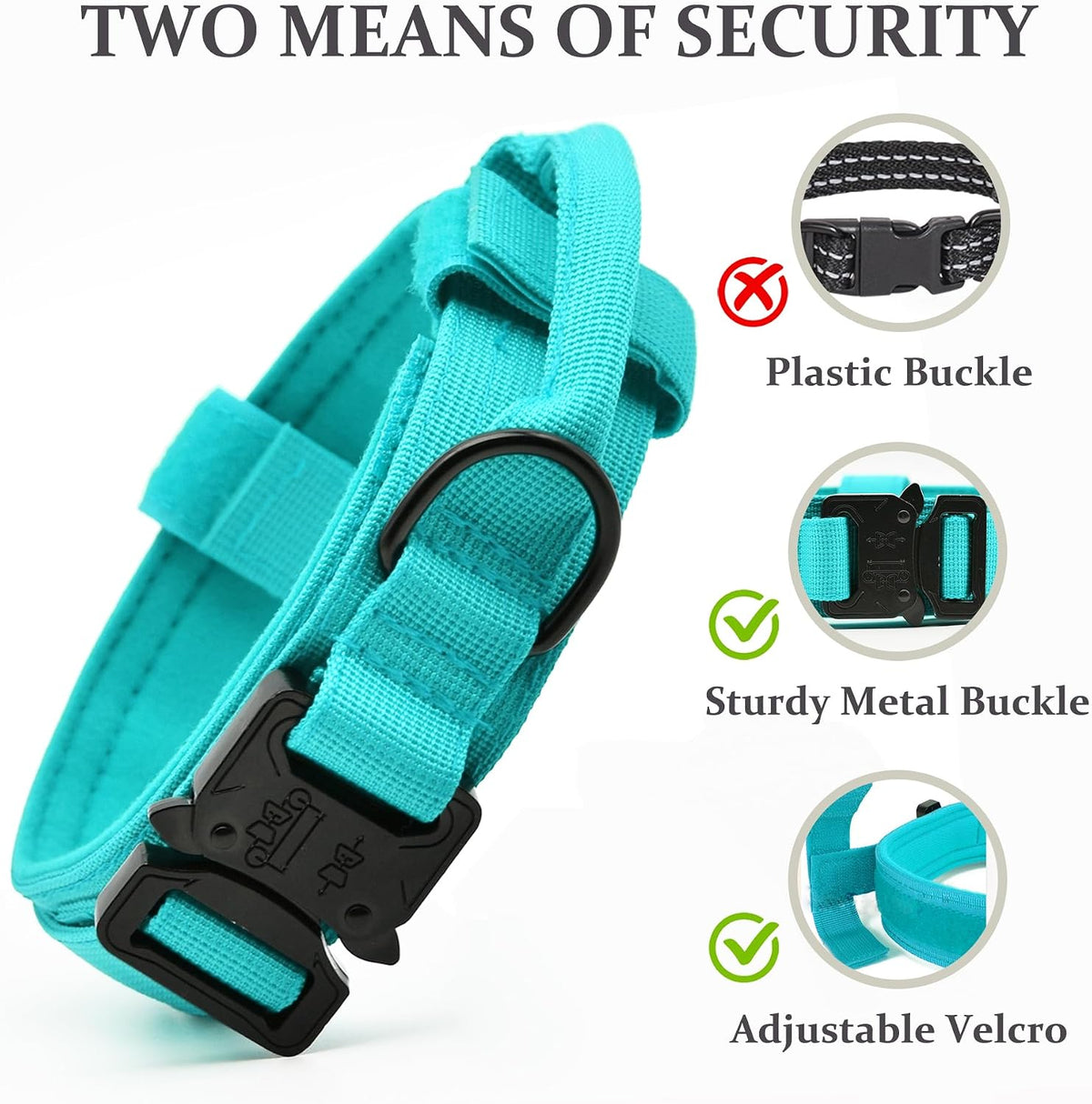 Tactical Dog Collar, Adjustable Military Training Nylon Pet Collar, Black L – Essentials for Dogs - Blue / Large :Width 1.5",Neck 17-20.5" - image 4