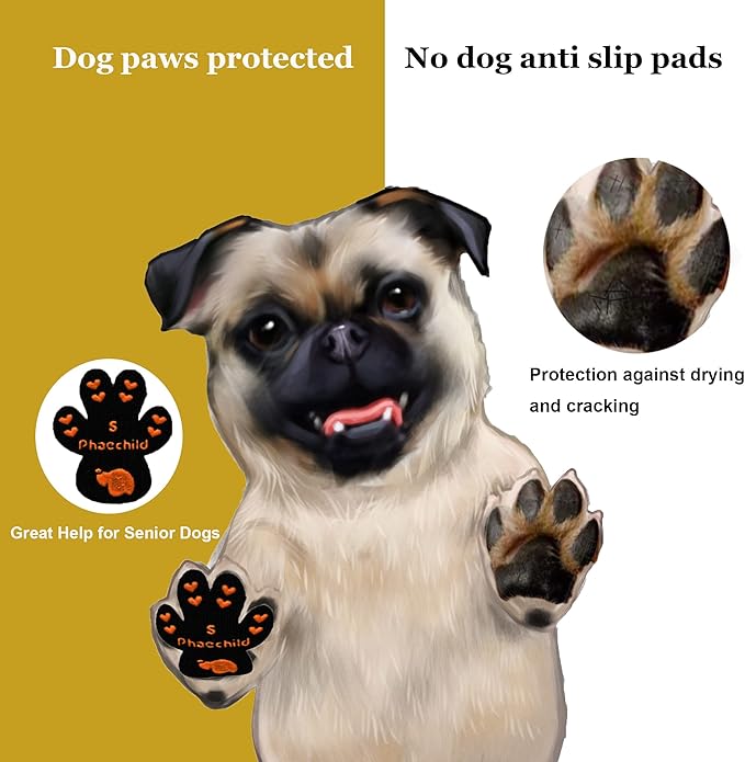 Dog Paw Pads Anti-Slip Grips,Dog Paw Protectors for Senior Dogs on Hot Pavement,Provides Traction to Keep Them from Slipping on Smooth Floors 20 sets-80 Pads Black XXL