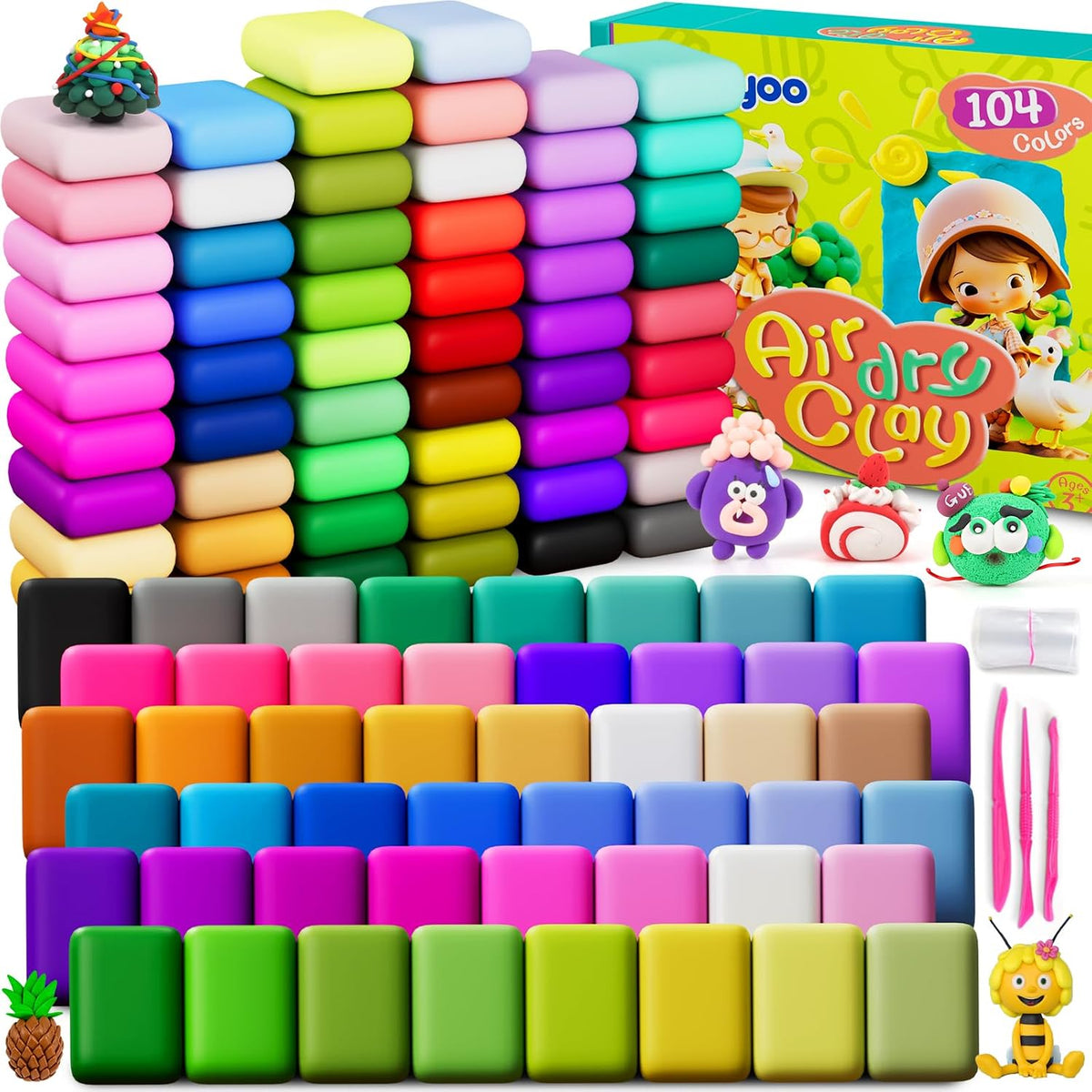 Ixiaoyoo Air Dry Clay, 30 Colors Foam Modeling Clay for School Projects – Fun for Kids & Family - 104 Colors