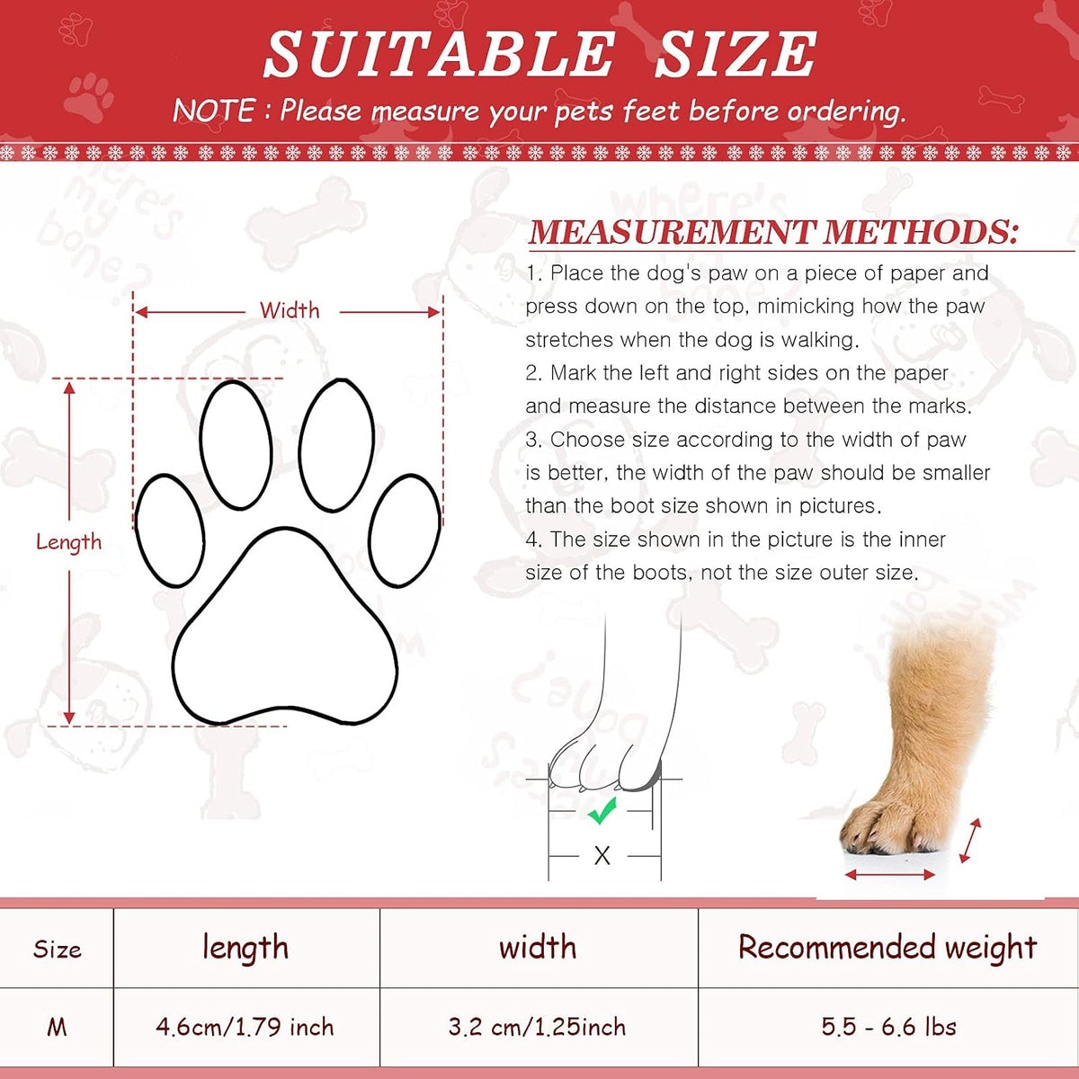 Frienda 4 Pcs Winter Dog Jacket Boots Set Red Snow Waterproof Pet - image 4