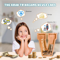 JOOMLAFLY Wooden Letter Piggy Bank for Kids 9"Clear Coin Bank - V / Initial-9" - image 4