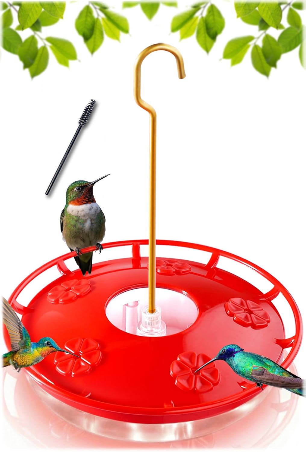2 Pack 16 oz Saucer Hummingbird Feeders for Outdoors - Pure Red / 1-Feeder Set
