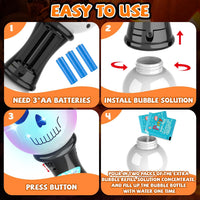 SpringFlower 2-pack LED bubble wands with pumpkin faces and Halloween stickers - view 4