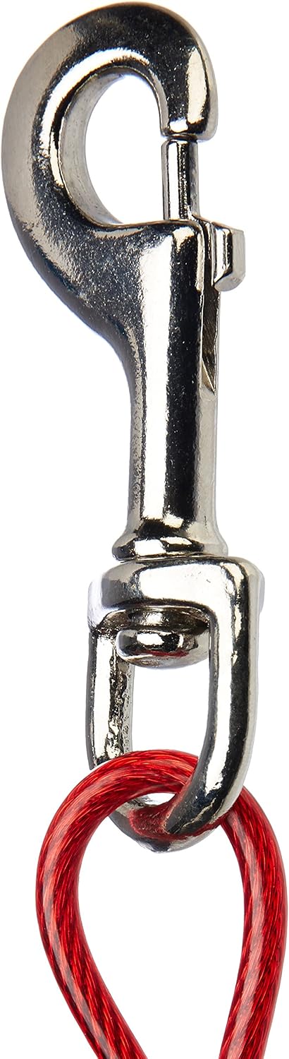 Amazon Basics Rust-Free Steel Wire Tie-Out Cable for Large Dogs up - Red / 30 Feet (Pack of 1) - image 3