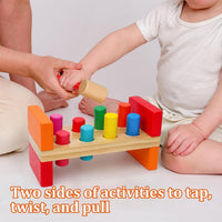 Hidoggy wooden pounding bench toy with 8 colorful pegs and mallet for toddlers - view 4