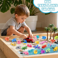 JOICEE 24Pcs 3D Printed Dinosaur Animals Mini Dinosaur Toys – Fun for Kids & Family - Sky Blue - image 3