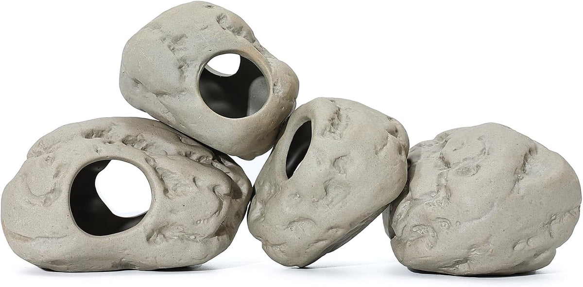 Aquarium Rock Smooth Cave Decor for Shrimp Cichlid Hiding – Essentials for Fish - Set 4