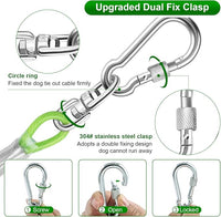 Dog Tie Out Cable for Outside,50FT Heavy Duty Dog Leash&Chains with Swivel Hook,Small-Large Dogs Runner Cable for Dogs Up to 250lbs, Long Lead Line for Yard Outdoor and Camping (250lbs 50FT, Green)