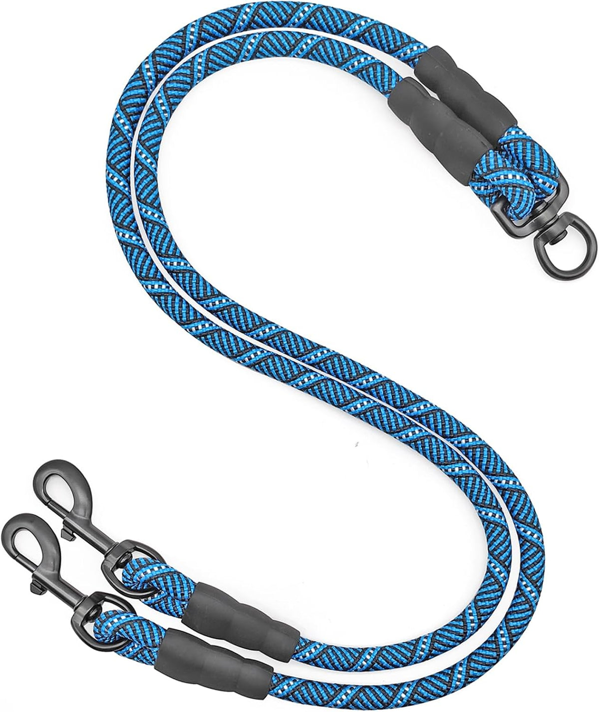 Double Dog Leash Coupler Heavy Duty Extension Rope for Two Large Dog – Essentials for Dogs - Large (1/2"D x 33"L) / Blue