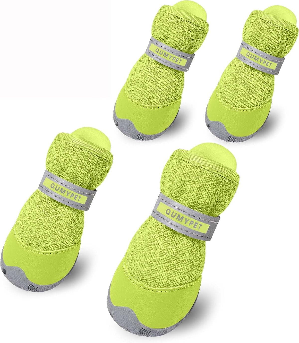 QUMY Dog Shoes for Small Dogs Hot Pavement Puppy Dog Boots & Paw - Fluorescent / size 2: 1.59"x1.18"(L*W)