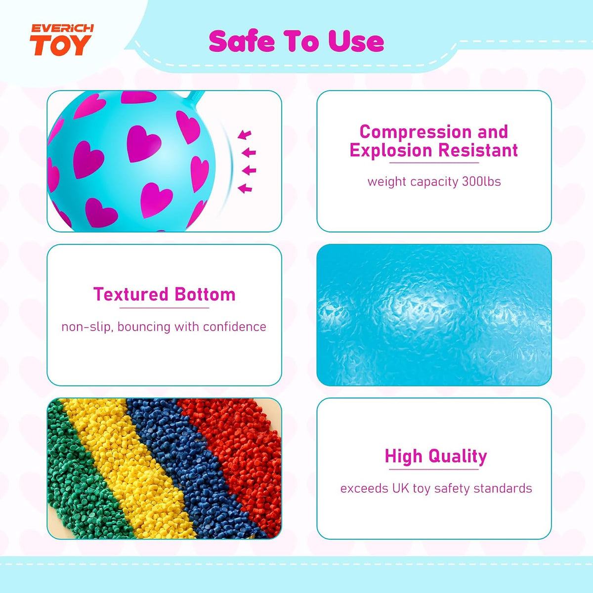 EVERICH TOY 18 inch hopper ball for kids with handle, purple pink clouds - view 33