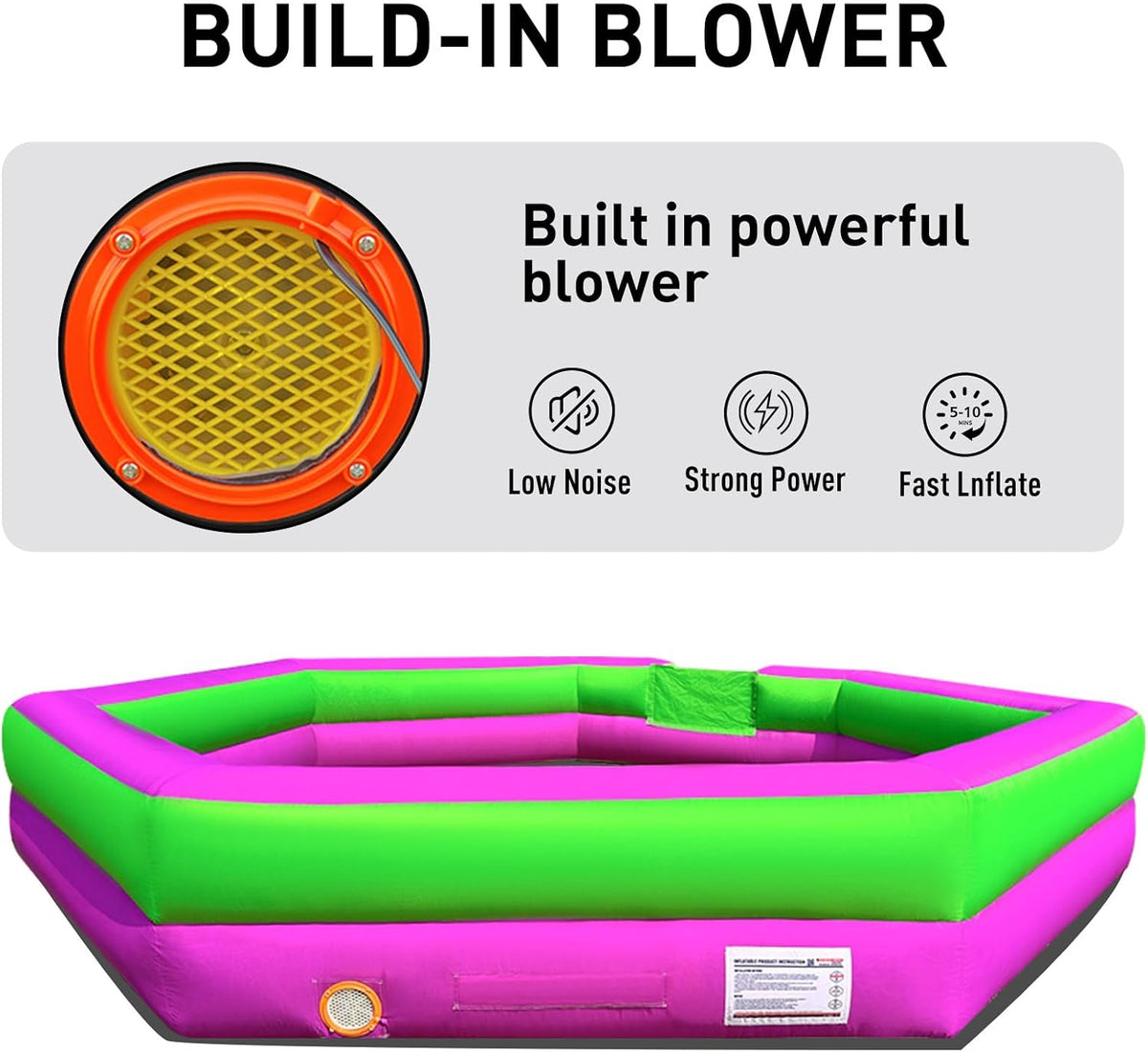 WARSUN 15 ft inflatable gaga ball pit with notched entry and built-in blower - view 20