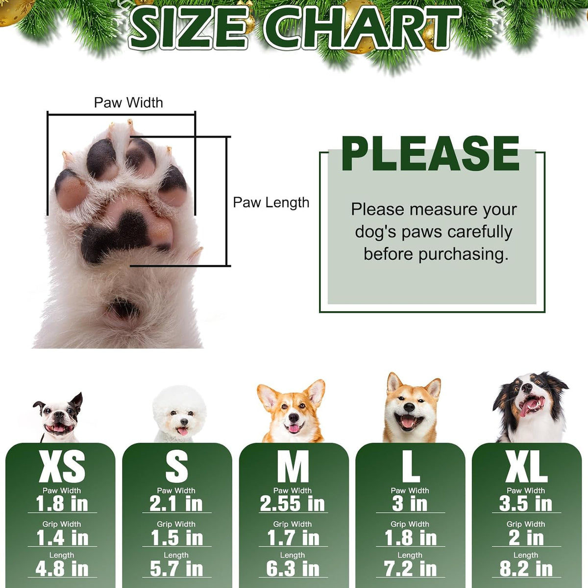 Anti Slip Dog Socks to Prevent Licking Paws - X-Large (4 Count) / Santa Claus - image 2