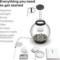 biOrb Classic 15 Acrylic 4-Gallon Aquarium with White LED Lights Modern Compact Tank for Tabletop or Desktop Display, Black-Trimmed Tank