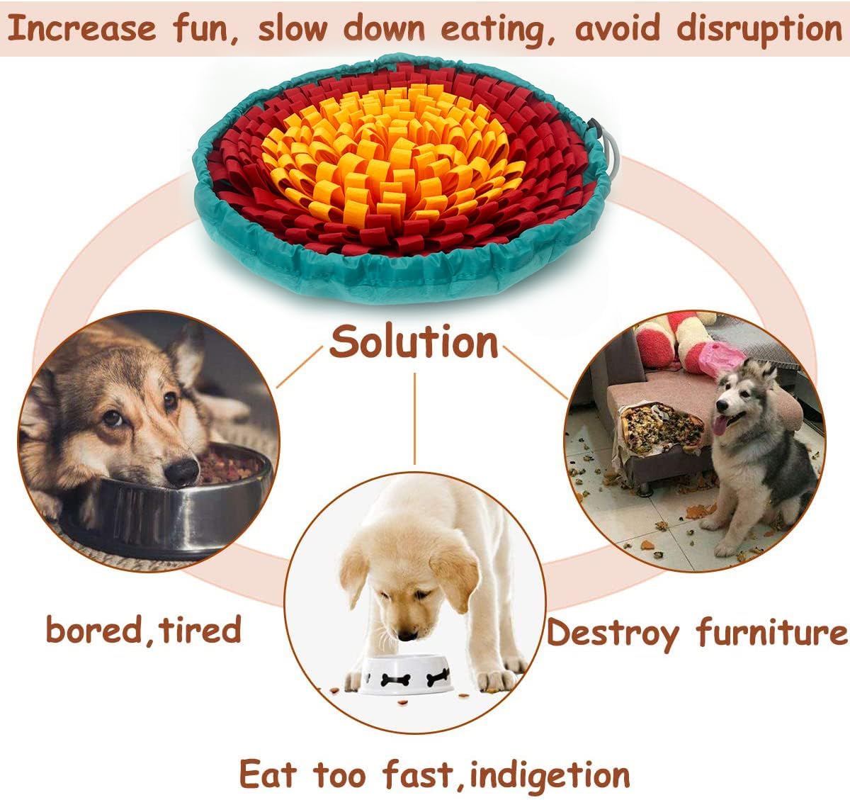 Dog Snuffle-Mat Slow-Feeder-Bowl - Tricolor - image 2