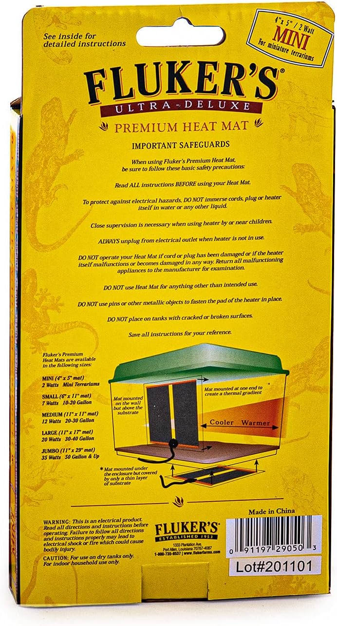 Fluker's Premium Heat Mat for All Reptiles and Amphibians - Mini (4x5-Inch, 2-Watts) - image 3