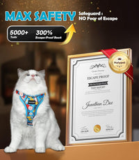 Cat Harness and Leash Set[MAX Safety 4th-Gen] Cute Escape Proof Vest - H603 Pro Azure Floral / Small (7-12lb) - image 4