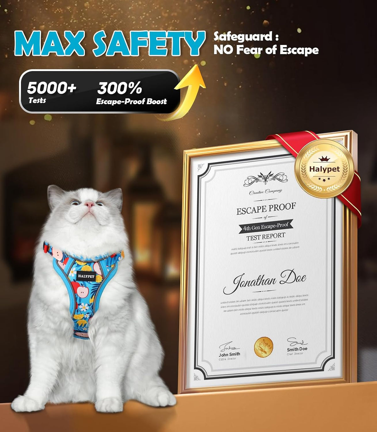 Cat Harness and Leash Set[MAX Safety 4th-Gen] Cute Escape Proof Vest - H603 Pro Azure Floral / Small (7-12lb) - image 4