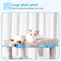 Hey-brother Cat Tree, 69.3-Inches Multi-Level Plush Cat Tower for Indoor Cats with Large Top Perch, Extra Spacious Hammock, 2 Hammocks Ramp, Hanging Ball, Light Gray MPJ037W