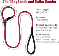 Strong Slip Rope Dog Training Leash - 1/2" x 4ft / Wine Red - image 3