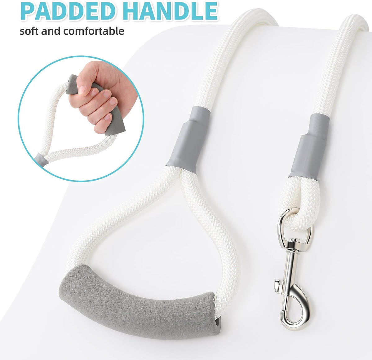 Mile High Life Dog Leash, with Padded Handle - White / 5 Feet - image 3