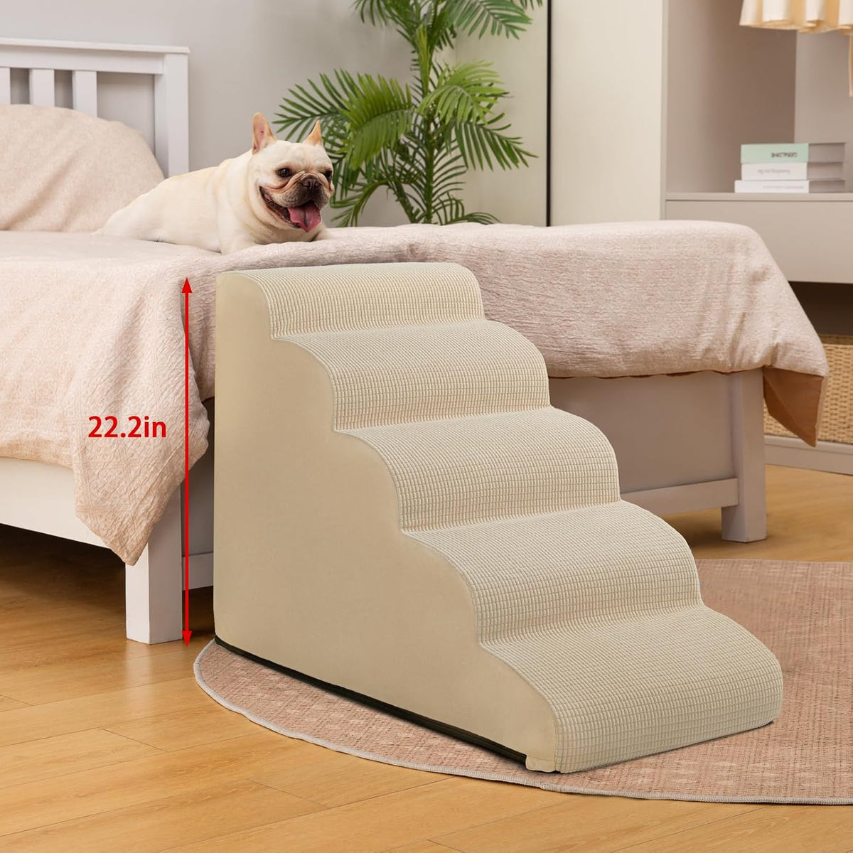 Dog Stairs for Small Dogs and Cats - Beige / 5 / Standard 5-Step 22.2"H - image 2