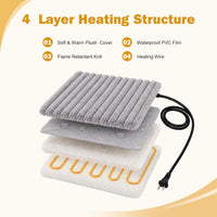 Pet Heating Pad for Cats Dogs Electric Heated Bed Waterproof Warming - Stripe Grey / Medium:15.7x27.6in - image 2