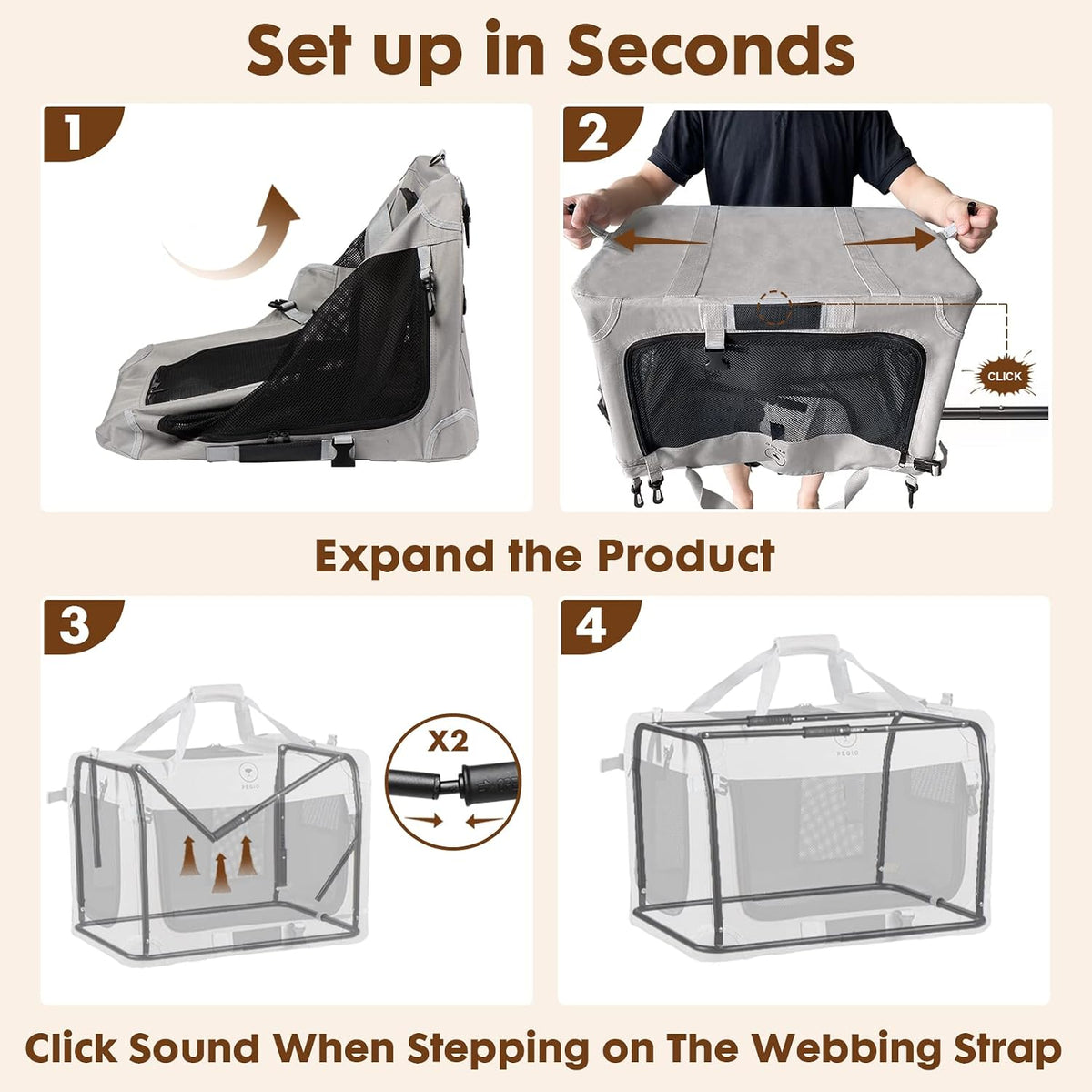 Extra Large Cat Carrier for 2 Cats, Grey, X-Large – Essentials for Cats - image 2