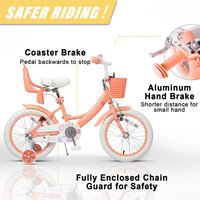 Glerc Maggie Girls Bike, 12-20 Inch Kids Bike for 2-13 Years Old Children, Princess Style Kids - Peach / 16 Inch - image 3