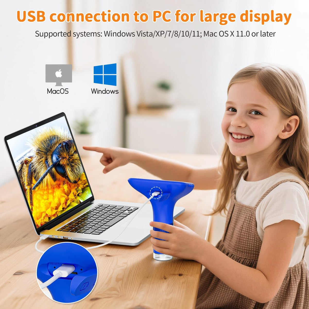 SKYBASIC Digital Microscope for Kids - 3"-Blue - image 4