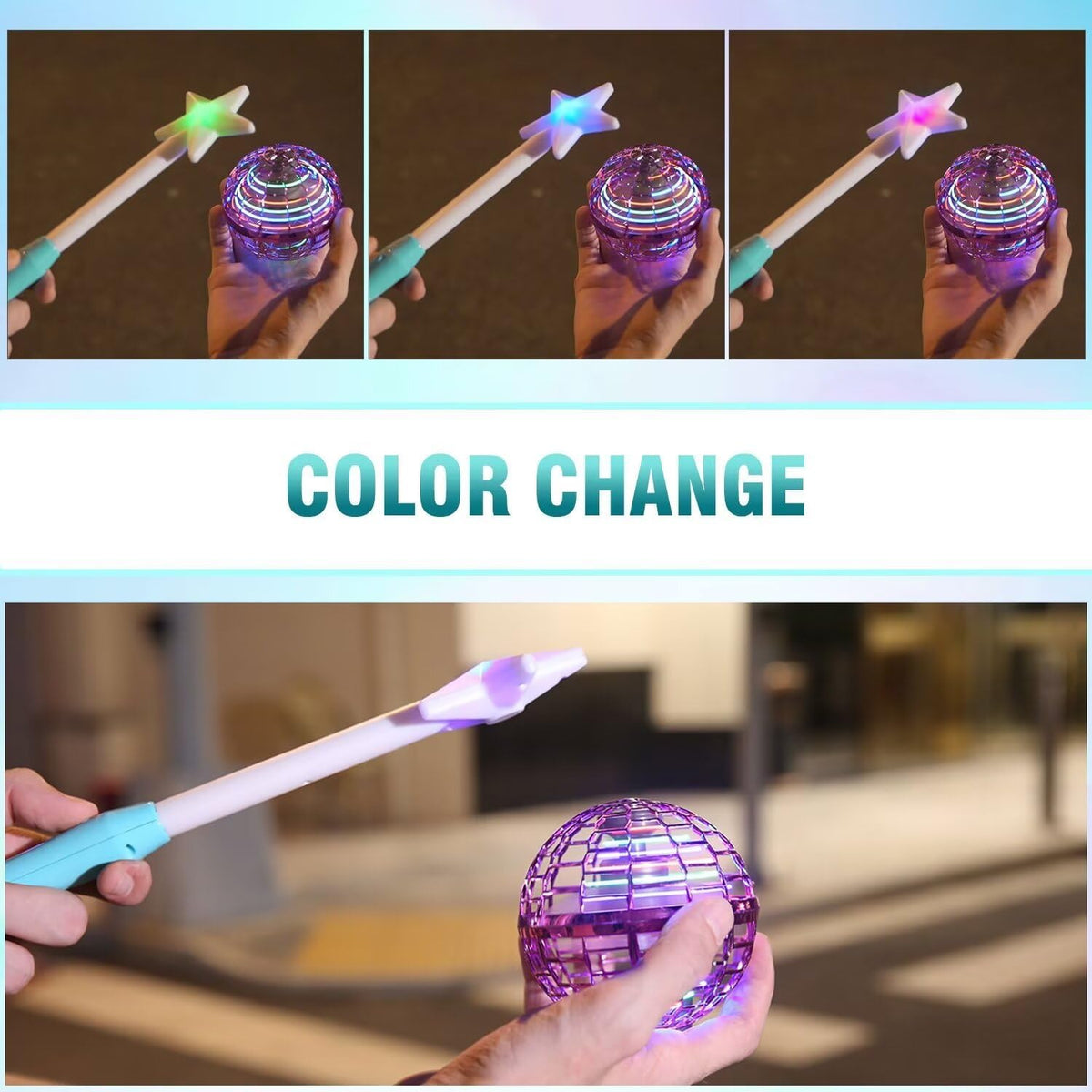 ATHLERIA Magic Flying Orb Ball, Boomerang Hover Balls - Flying Ball with Wand / Blue - image 2