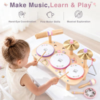 Vanplay Kids Drum Set, Montessori Toys for 2 3 Year Old Boy Girl Gifts – Fun for Kids & Family - Pink,purple - image 3