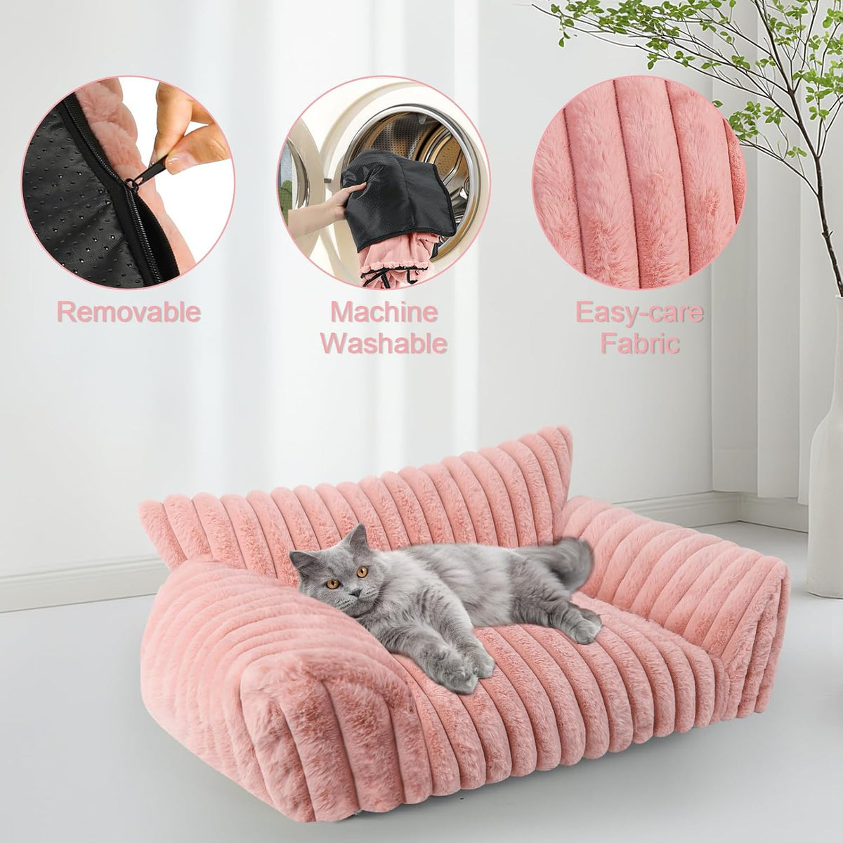 Cute Dog Couch for Medium Large Dogs, Dog Cat Couch Sofa - Medium(30x20x10") / Pink - image 4