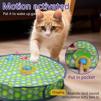 Giociv Interactive Cat Toys Ball Fast Rolling in Pouch - Green polka dot - image 2