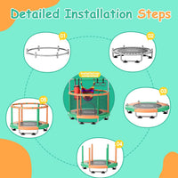 55" Toddler Mini Trampoline for Kids - Green-Orange - image 3