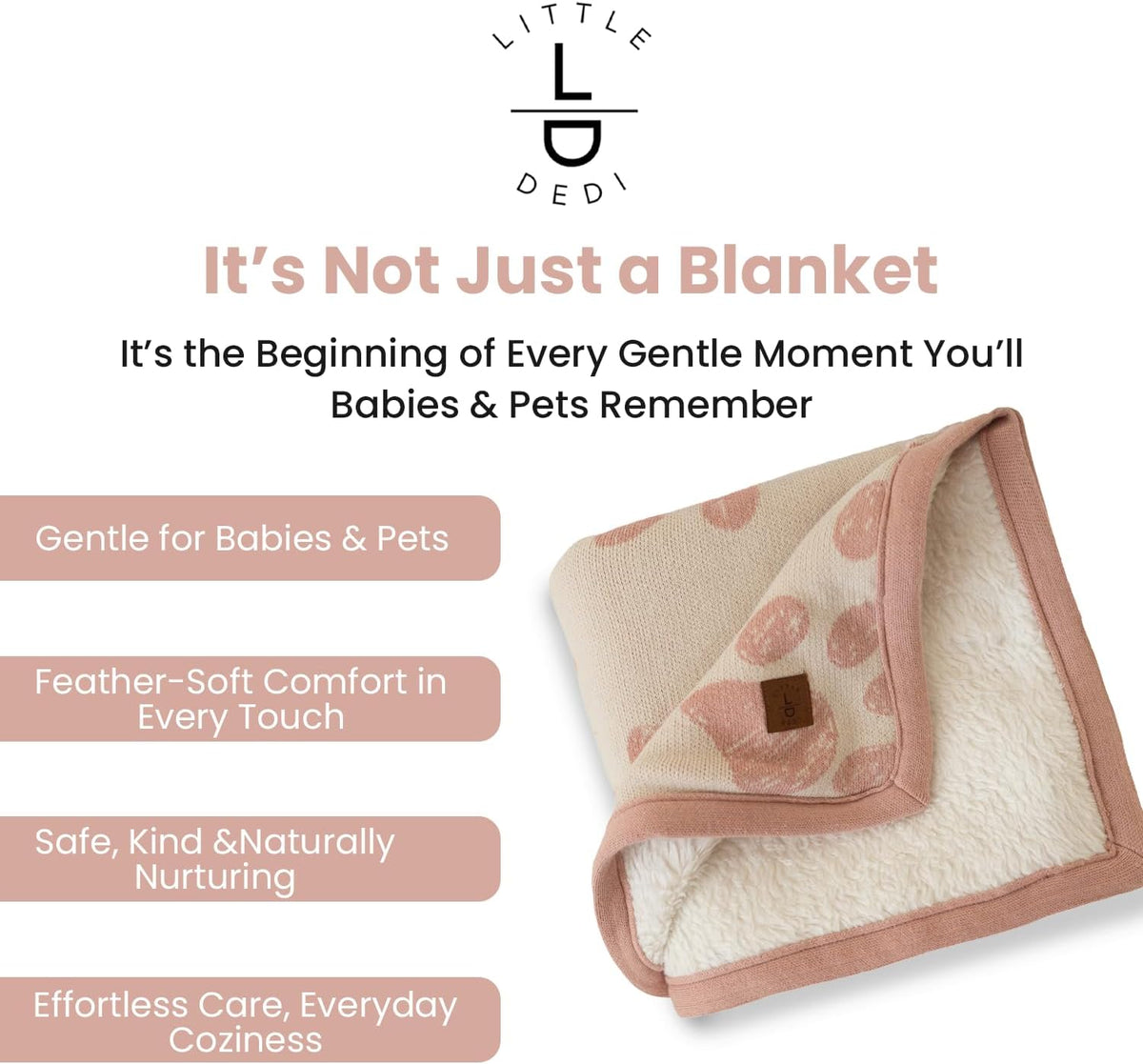 Small Pet Blanket, 100% Organic Cotton - Pink - image 4