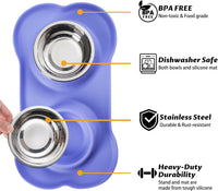 Hubulk Pet Dog Bowls 2 Stainless Steel Dog Bowl with No Spill - Purple / Small - image 2