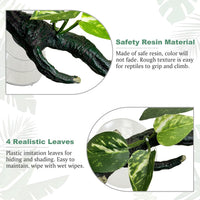 2-piece resin reptile climbing branch set with suction cups and leaves - view 4
