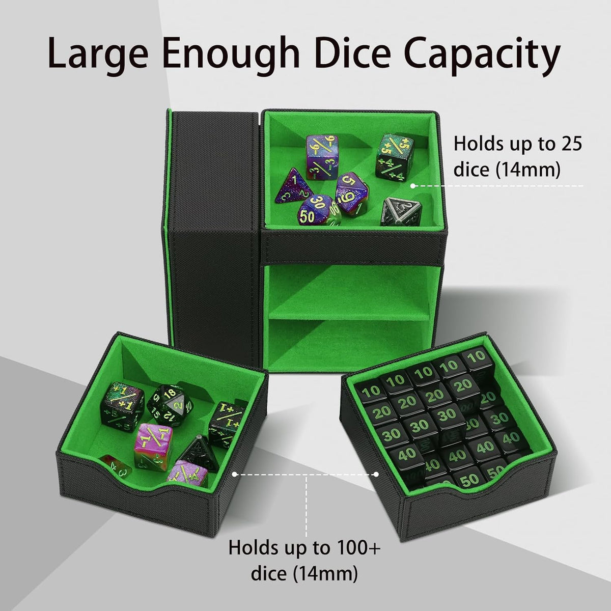 Stepane dice tray and dice tower storage box in black and red PU leather with drawers - view 24