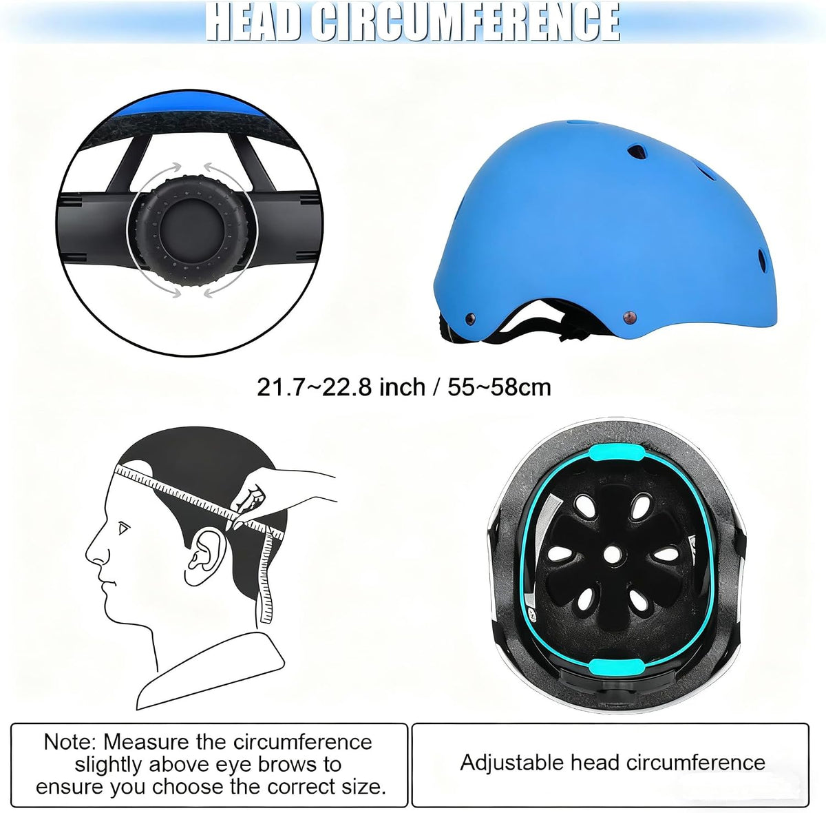 WayEee Kids Bike Helmet Set Knee Pads Adjustable Protective Gear - Blue / M(7-14years) - image 4